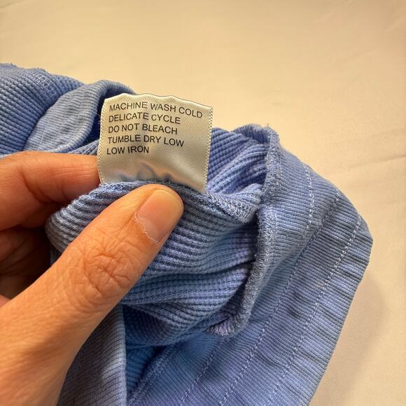 Sunnyside by Sundry Blue Waffle Knit Wide Leg Pants Women’s Size Small - Picture 8 of 9